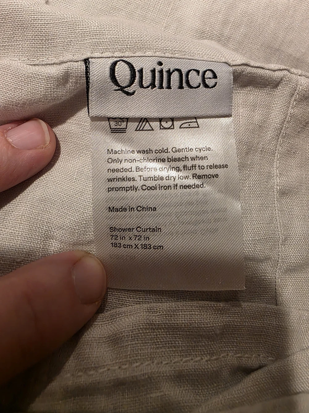 Quince European Linen Shower Curtain - Light Grey